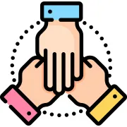 Pictogramme de mains réunies - s’ouvrir aux autres et au groupe